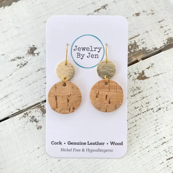 Cork W/Gold Accent Earrings