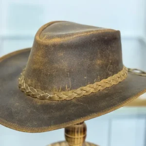 Gunner|Leather Western Hat Crazy Horse Leather Hat Tan Brown