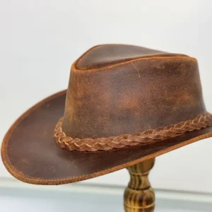 Gunner| Reddish Brown Leather Western Outback Cowboy Hat
