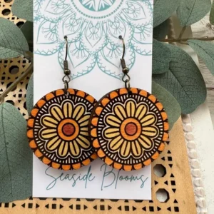 Hand Painted Lightweight Maple Wood Earrings