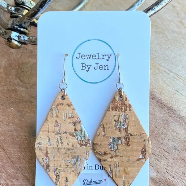 Lora Earrings: Cork W/Silver Accents