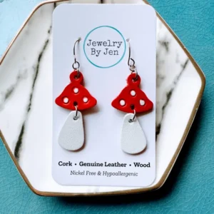 Mushroom Earrings: Red & White