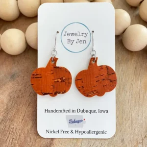 Small Pumpkin Earrings: Orange Cork