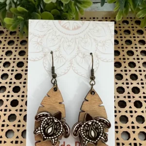 Sea Turtle Layered Lightweight Wood Hand Painted