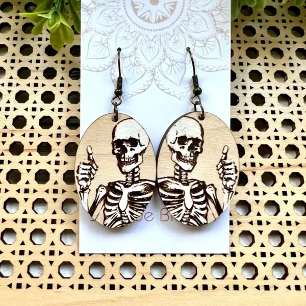 Skeleton Fun Hand Painted Thumbs Up Lightweight Wood