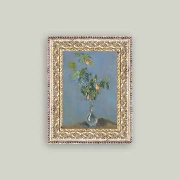 Flowers in A Glass Vase Framed Antique Art