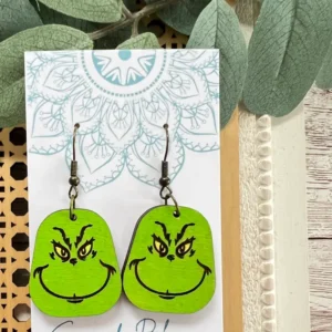 Christmas Hand Painted Lightweight Mole Wood Earrings