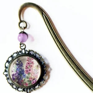 Larkspur Flower / Delphinium Bronze and Glass Bookmark