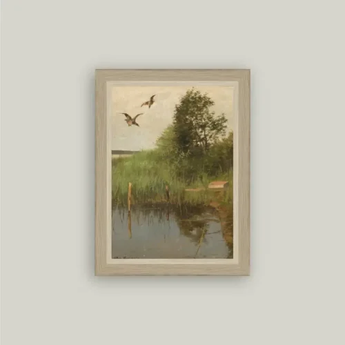 Mallards Taking Flight Framed Antique Art