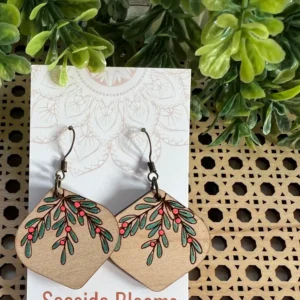 Christmas Mistletoe Hand Painted Lightweight Maple Wood