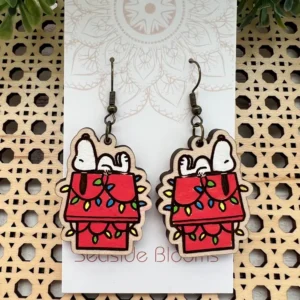 Christmas Hand Painted Lightweight Maple Wood Earrings