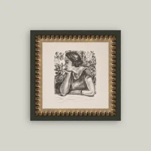 Woman Resting On Her Arm Framed Antique Art
