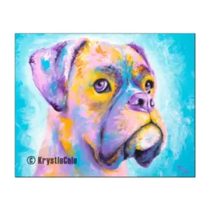 Boxer Art Print of Rainbow Dog Painting By Krystle Cole