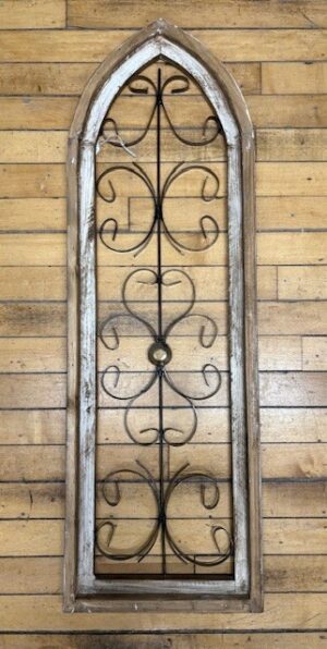 Vintage Gothic Window with Metal White