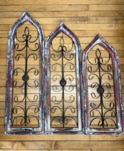 Vintage Gothic Window with Metal Red