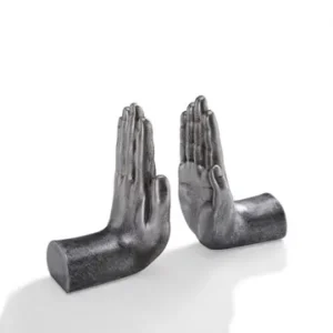 Antique Silver "Hands" Bookend - Set of 2