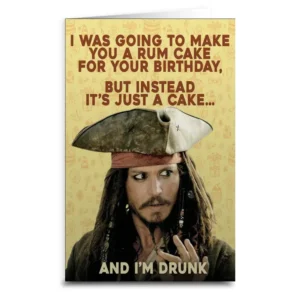 Jack Sparrow "Rum Cake" Birthday Greeting Card