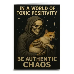 In A World of Toxic Positivity Be Authentic Chaos Greeting Card