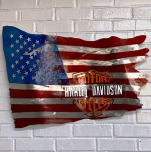 USA Harley Davidson metallic flag