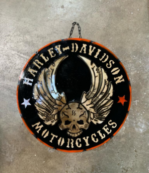 Skull and wings Black Harley Davidson Motorcycles sign