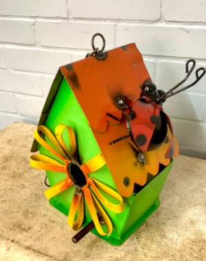 Welcome with ladybug hanging birdhouse