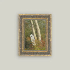 Autumn Woods Ghost Framed Antique Art