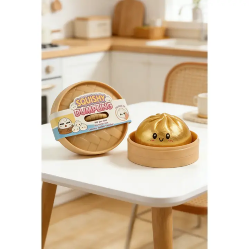 Cute Face Squishy Dumpling Stress Ball Gold