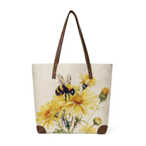 Busy Bee Tote Shows Honeybee On Floral Blooms