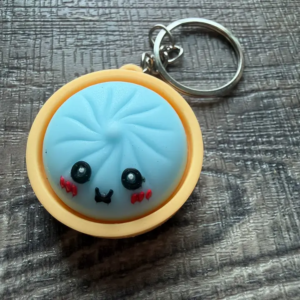 Dumpling Squish Toy Hard Plastic Keychain Blue