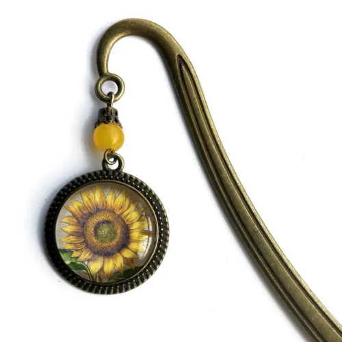 Summer Sunflower Bronze and Glass Bookmark