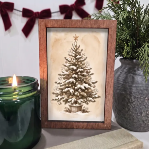 4x6 Wood Block Sign Art- Antique Inspired Christmas Tree