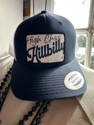 High Class Hillbilly Hat Navy and White (White Front)