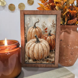 4x6 Wood Block Sign Art- Fall Pumpkin Trio