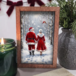 4x6 Wood Block Sign Art- Mr. and Mrs. Santa Claus Walking