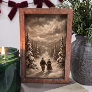 4x6 Wood Block Sign Art- Neutral Mr. and Mrs. Claus Walking