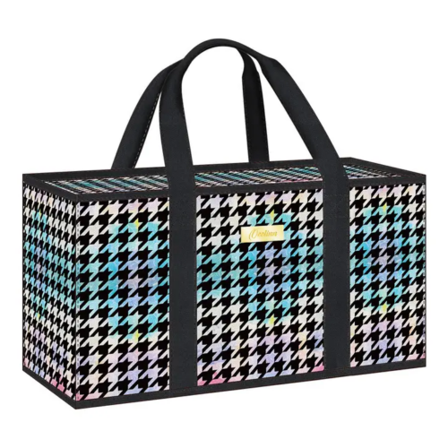 Large Utility Tote Features A Sleek Design with A Bird Grid Pattern