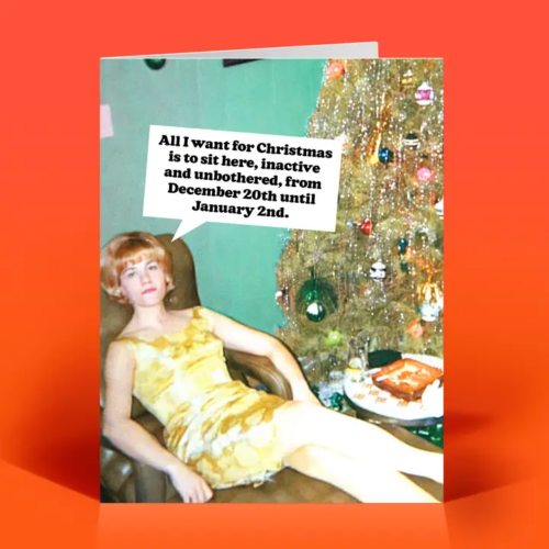 Funny Christmas Card – All I Want – Vintage Quirky Humor