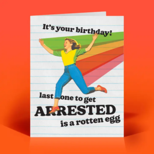 Funny Birthday Card – Arrested! – Vintage Quirky Humor