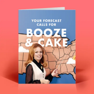 Funny Birthday Card – Booze & Cake – Retro Quirky Humor