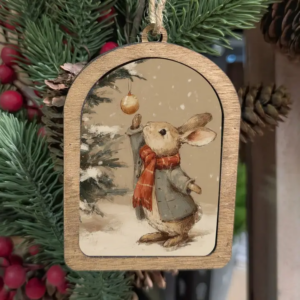 Canvas Arch Ornament Christmas Bunny
