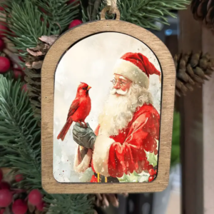 Canvas Arch Ornament Cardinal Santa