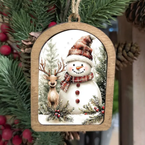 Canvas Arch Ornament Snowman Deer