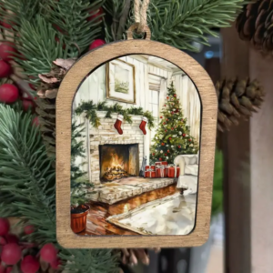 Canvas Arch Ornament Christmas Fireplace