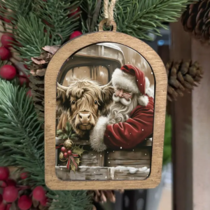 Canvas Arch Ornament Highland with Santa