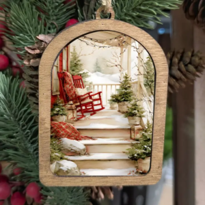 Canvas Arch Ornament Cozy Christmas Porch
