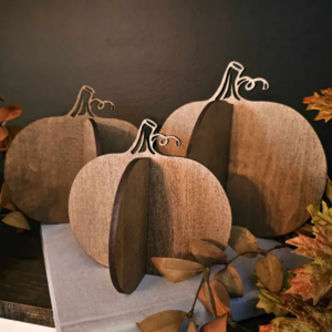 3D Wood Pumpkin Fall Home Decor Halloween Accent 6"