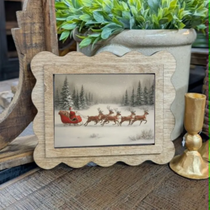Scallop Red Santa Sleigh Framed Canvas Art