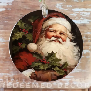 Wood Ornament Vintage Santa
