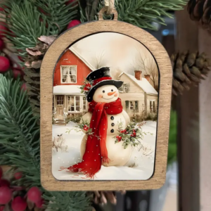 Canvas Arch Ornament Cozy Christmas Snowman