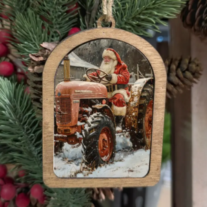 Canvas Arch Ornament Tractor Santa